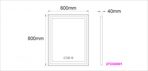 Oglinda cu iluminare LED Belform Infinity, buton touch, ceas si functie dezaburire 60xH80 cm - Img 3