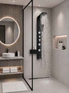 Panel de dus cu hidromasaj Sanotechnik IBIZA BLACK, negru mat
