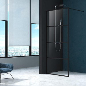 Paravan dus Walk-In Mediterraneo Black 4 100xH200 cm, sticla 8 mm, negru