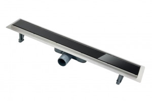 Rigola dus liniara FDesign Kleome, 60 cm, capac sticla neagra - Img 1