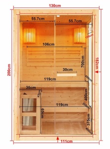 Sauna finlandeza de interior Sanotechnik Panorama, 2 persoane, 130x120x200 cm - Img 3