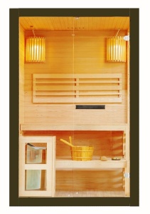 Sauna finlandeza de interior Sanotechnik Panorama black, 2 persoane, 130x120x200 cm - Img 3