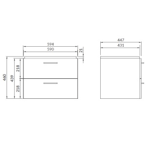 SET 808 Mobilier suspendat cu lavoar Cersanit Lara Como, 60 cm, nuc - Img 2