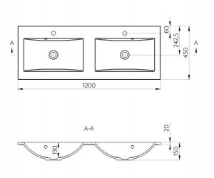Set dulap baza suspendat alb Oristo Siena cu 2 sertare si lavoar din compozit Amelia 120 cm - Img 3
