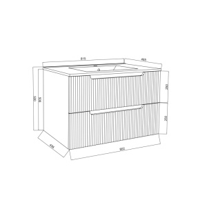 Set mobilier riflat cu lavoar Fluminia Malta 80, cu sertare soft close, alb - Img 4