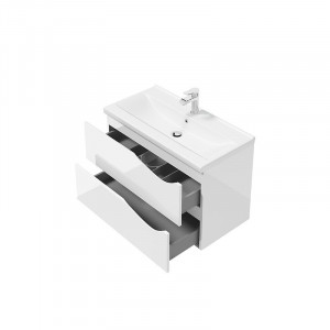 Set mobilier suspendat Defra Murcia cu lavoar Olex 80 cm, alb - Img 2