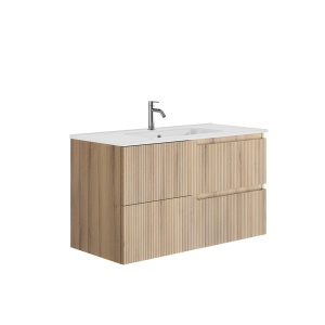Set mobilier suspendat Gala Canaletto cu lavoar Luc 100 cm, wood bej