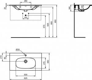 Set mobilier suspendat Ideal Standard Tesi cu lavoar Tesi 80 cm, negru - Img 4