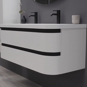 Set mobilier suspendat Kolpasan Vittoria cu lavoar 100 cm, alb mat - Img 5