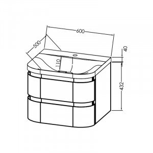 Set mobilier suspendat Kolpasan Vittoria cu lavoar 60 cm, bej mat - Img 3