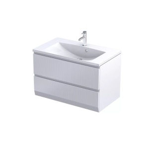 Set mobilier suspendat Oristo Brylant cu lavoar Amelia 80 cm, alb