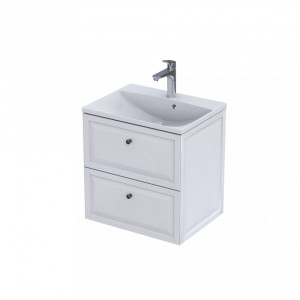 Set mobilier suspendat Oristo Montebianco si lavoar Amelia, 60 cm, alb mat