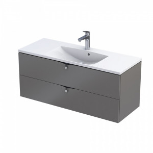 Set mobilier suspendat Oristo Siena cu lavoar Amelia 120 cm, gri-mat