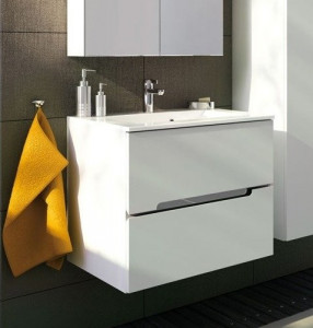 Set mobilier suspendat Oristo Silver si lavoar, 60 cm, alb lucios - Img 3