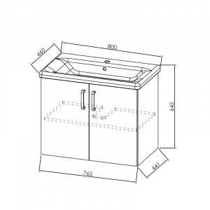 Set mobilier suspendat si lavoar Kolpasan Evelin 2 usi 80 cm, gri antracit - Img 2