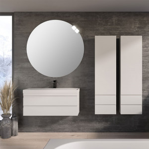 Set mobilier suspendat si lavoar Kolpasan Naomi 100 cm, alb - Img 3