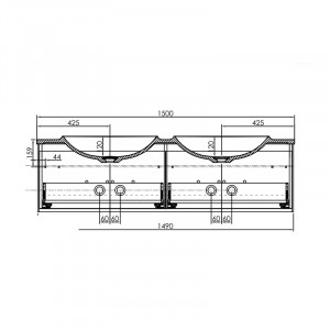 Set mobilier suspendat si lavoar Kolpasan Pandora 150 cm, black stone - Img 5