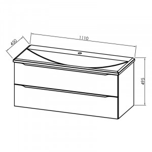 Set mobilier suspendat si lavoar Kolpasan Tara 110 cm, alb - Img 2