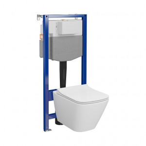 Set rezervor cu cadru Cersanit C16 AQUA 50 MECANIC, vas wc suspendat CITY BY CERSANIT SQUARE CleanON, capac softclose - Img 2