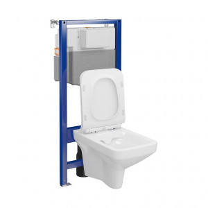 Set rezervor cu cadru Cersanit C39 AQUA 50 MECANIC, vas wc suspendat COMO CleanON, capac softclose - Img 4