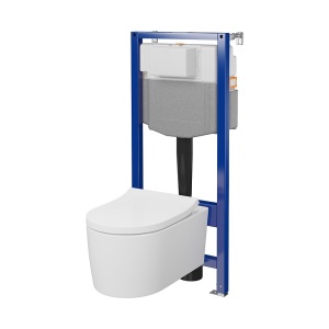 Set rezervor wc incastrat Cersanit C33 Aqua 50 pneumatic cu vas wc suspendat Inverto Stream on si capac soft close - Img 3