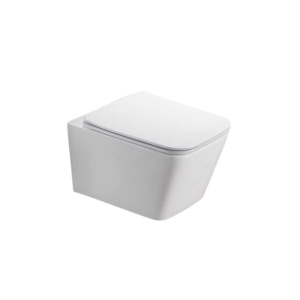 Set vas wc rimless suspendat, dreptunghiular, capac softclose inclus, alb lucios, Foglia Safari - Img 2