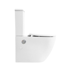 Set vas wc stativ cu functie de bideu Foglia Eco, rezervor si capac soft close, alb lucios - Img 2