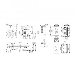 Sistem de dus incastrat FDESIGN Stabilla cu baterie, crom - Img 2