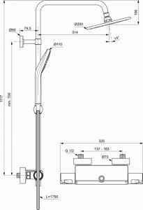 SISTEM DUS TERMOSTATIC CERATHERM T50 CU ETAJERA DEPOZITARE - Img 2