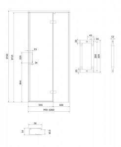 Usa de dus pivotanta Cersanit Larga 100 cm, profil crom, dreapta - Img 2