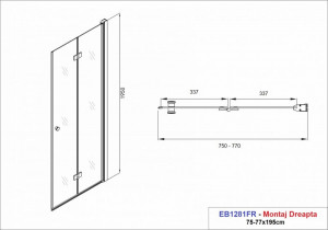 Usa de dus plianta Sanotechnik Optima Black, montaj dreapta, 75-77x195 cm, negru mat - Img 9