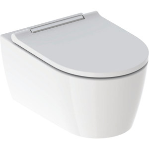 VAS WC ONE SUSPENDAT, RIMLESS, 54X37, CU CAPAC SLIM SOFT CLOSE, ORNAMENT CROM, FIXARE COMPLET ACUNSA