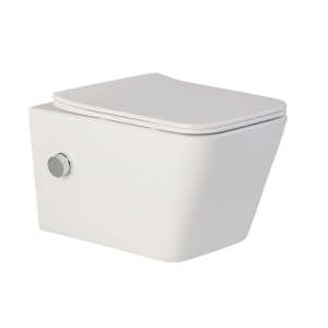 Vas wc suspendat cu functie bideu, Foglia Safari, Rimless, dreptunghiular, baterie crom, capac soft close - Img 4