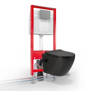 Vas wc suspendat cu functie bideu, negru mat, apa calda rece, spalare rimless, baterie inclusa Foglia Oslo - Img 6