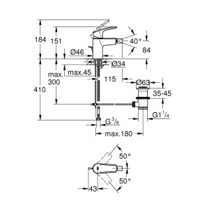 Baterie bideu Grohe Eurosmart New crom lucios  - Img 4