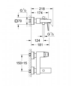 Baterie cada Grohe Eurocube fara furtun si para - Img 2