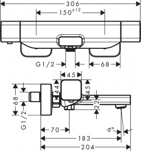 Baterie cada termostatica Hansgrohe Ecostat E, crom - Img 2