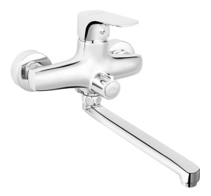 Baterie perete cada-dus Ferro Tiga Verdeline cu pipa pivotanta, 22 cm, crom