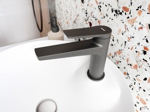Baterie stativa lavoar Ferro Stratos Black, negru mat - Img 3