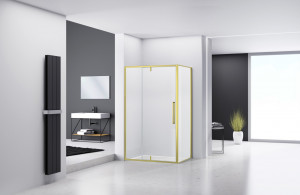 Cabina dus dreptunghiulara Belform Fortuna, usa batanta, 120x90 cm, profil auriu - Img 6