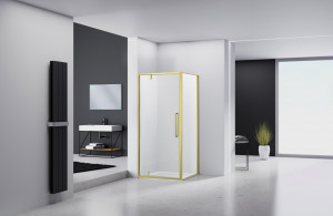Cabina dus patrata Belform Fortuna, usa batanta, 80x80 cm, profil auriu - Img 6