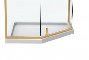 Cabina dus pentagonala Belform Fortuna, usa batanta, 90x90 cm, profil auriu - Img 3