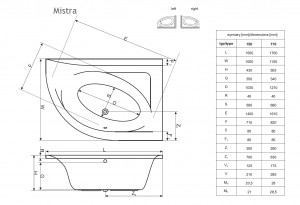 Cada baie asimetrica Radaway Mistra 150x100cm, acril, orientare dreapta - Img 3