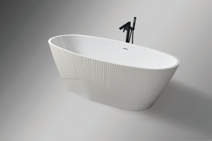 Cada baie freestanding Sia, acril, riflata, 170x80 cm, alb lucios - Img 4