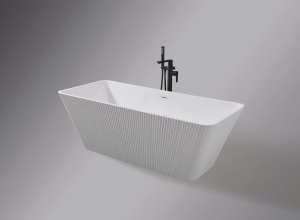 Cada baie freestanding Sora, acril, riflata, 170x75 cm, alb lucios - Img 3