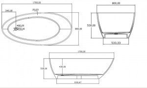 Cada freestanding compozit, 170x80 cm, alba - Img 3