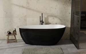 Cada freestanding compozit Besco Goya alb-negru 160x70 cm