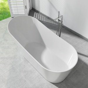 Cada freestanding compozit Foglia Viva, 170 x 73 cm, ovala, alb lucios - Img 6