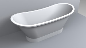Cada freestanding Miraggio Charlotte compozit 160x66 cm alb lucios - Img 3
