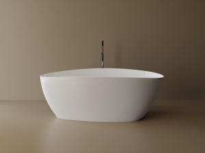 Cada freestanding ovala, compozit alb lucios, 157x70x56 cm Foglia Venezia